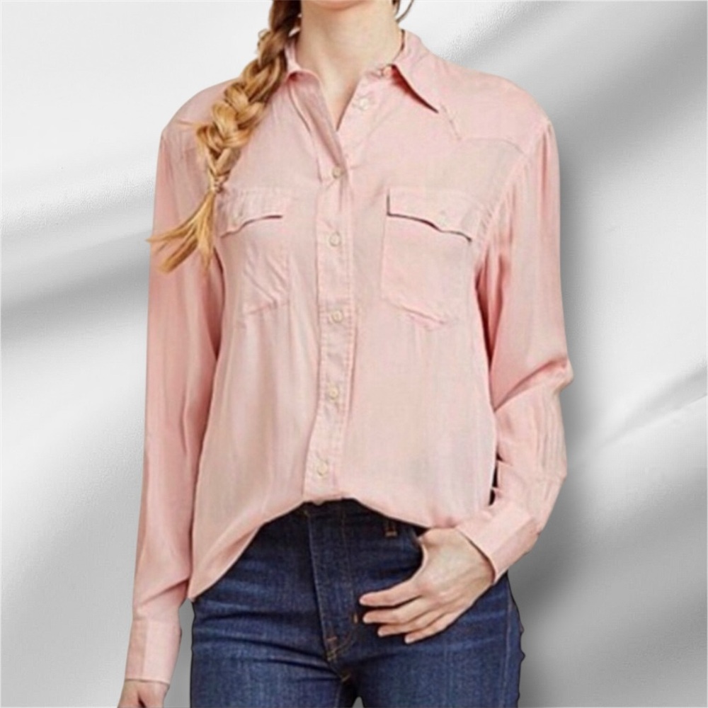 Frye Silver Pink Button Down Shirt
